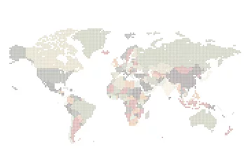 Deurstickers Dotted World map of square dots © Ildogesto