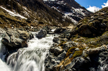 Obraz premium mountain landscape with lake and trees.