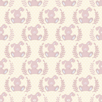 Cute Rabbit on Polka Dot Seamless Pattern