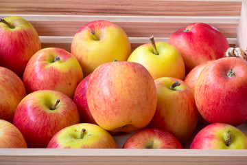 Apple in a wooden crate