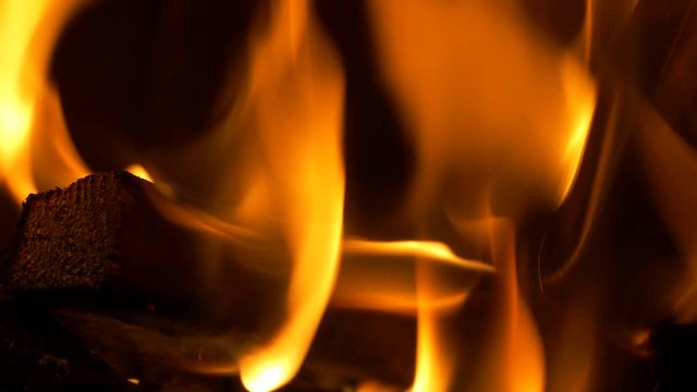 Big closeup of burning wood