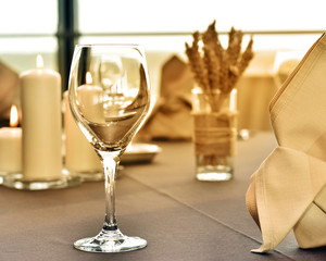 Glass on the table in warm light