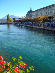 View from the Chapel Bridge to the Reuss