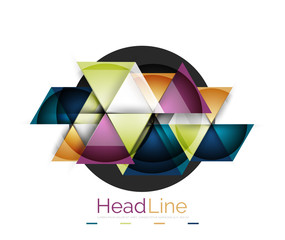 Colorful triangles on white background