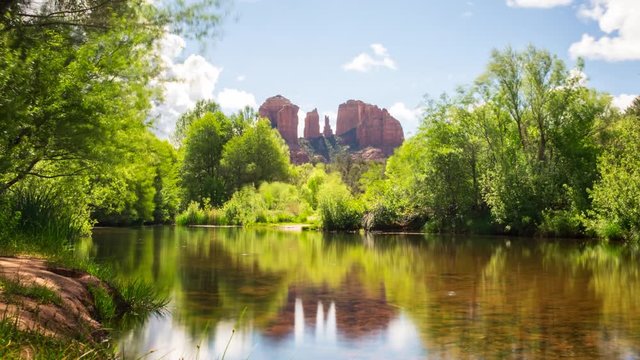 MoCo Tracking Time Lapse of Cathedral Rock & Reflecting River in Sedona LongShot