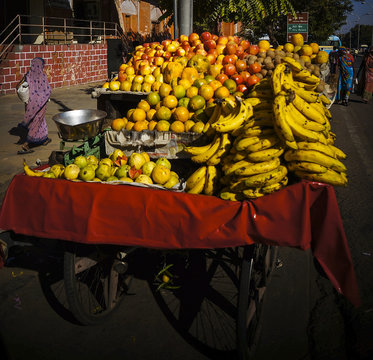 Fruit for sale at a farmer's market in Delhi, India