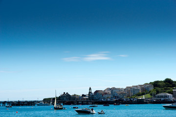 Old Swanage Town seen from across Swanage bay, Dorset, UK