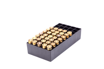 9mm. bullet box isolate on white background