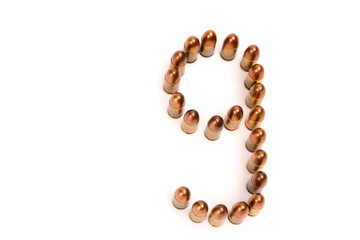 9mm.bullets array number nine from