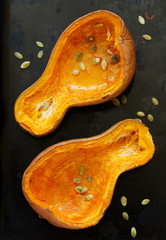 Halves of baked pumpkin