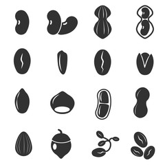 seed icon silhouette vector set