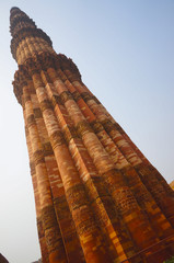 Fototapeta na wymiar Qutb Minar - victory tower of red sandstone in Delhi, India