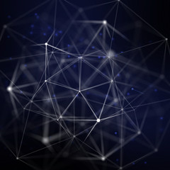 Abstract cybernetic particles background. Plexus fantasy technology background. 3d illustration. computer generated connection concept. polygonal space background with connecting dots and lines