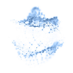 Abstract cybernetic particles background. Plexus fantasy technology background. 3d illustration. computer generated connection concept. polygonal space background with connecting dots and lines