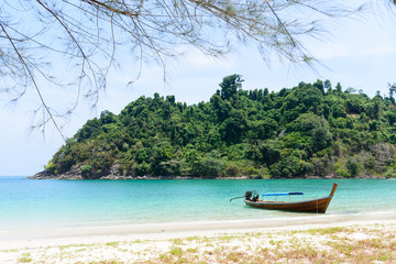 The boat in Koh Kam beach, Ranong, Thailand