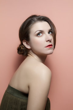 Glamour portrait of beautiful woman model with fresh daily makeu