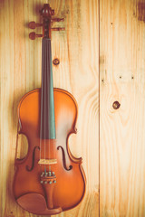 Fototapeta na wymiar Violin on wooden background