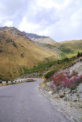 Road in highlands of the Tian Shan mountains, near the Almaty city, Kazakhstan