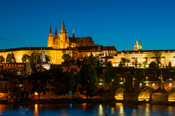 Fototapeta na wymiar View on St.Vitus cathedral in Prague Castle at night, Czech Repu