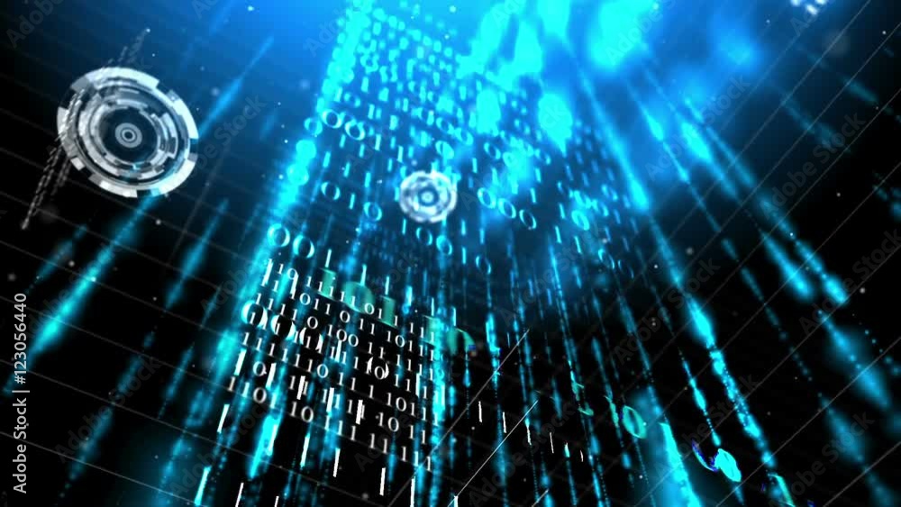 Aufkleber abstract futuristic binary code walls background