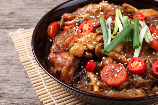 Jjimdak, a korean braised chicken dish. The city of Andong in South Korea is well known for this dish.