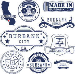 generic stamps and signs of Burbank city, CA