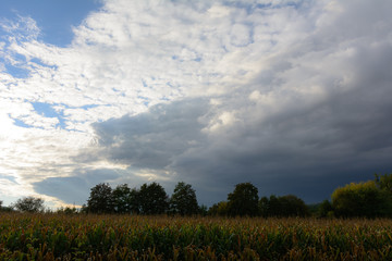 Sturm mit Wind und Regen und Wolken