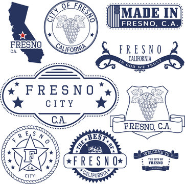 generic stamps and signs of Fresno city, CA