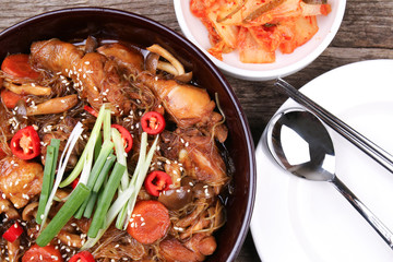 Jjimdak, a korean braised chicken dish. The city of Andong in South Korea is well known for this dish.