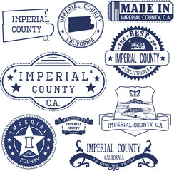 Imperial county, CA. Set of stamps and signs