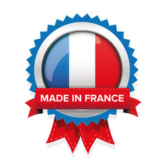 Made in France badge with ribbon
