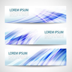 Fototapeta premium Abstract header blue wave smooth line white vector design
