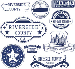 Riverside county, CA. Set of stamps and signs