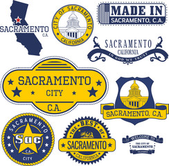 generic stamps and signs of Sacramento city, CA