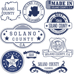 Fototapeta premium Solano county, CA. Set of stamps and signs