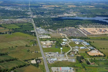 aerial view of Orangeville a town in the Dufferin County in south-central Ontario, Canada 