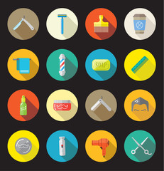 Set of Vector Barber Shop Elements and Shave Shop Icons Illustra