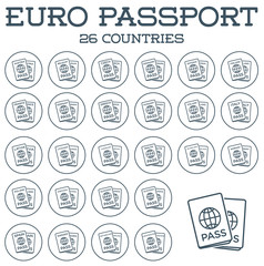 Set of Citizenship or Foreign Passport ID in Vector Colorful Ico