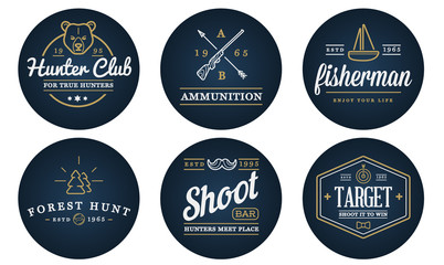 Naklejka premium Set of Vector Hunting Camping Sport Elements Illustration can be