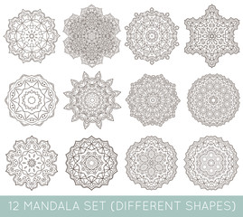 Set of Ethnic Fractal Mandala Vector Meditation Tattoo looks lik