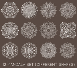 Set of Ethnic Fractal Mandala Vector Meditation Tattoo looks lik