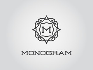 Compact Monogram Design Template with Letter Vector Illustration