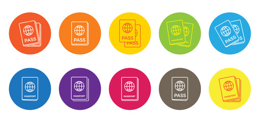 Set of Citizenship or Foreign Passport ID in Vector Colorful Ico