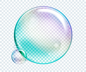 Vector Rainbow Water Bubbles. Transparent Isolated Realistic Des