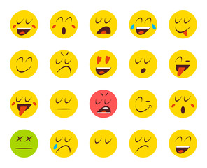 Set of Emoticons or Emoji. Vector Illustration.