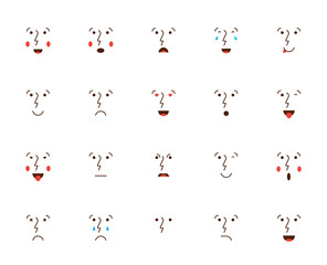 Set of Emoticons or Emoji. Vector Illustration.