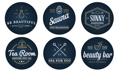 Naklejka premium Set of Vector Spa Beauty Yoga Sport Elements Illustration can be