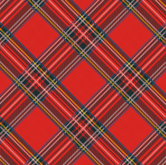Tartan Plaid Vector Pattern Background with Fabric Texture