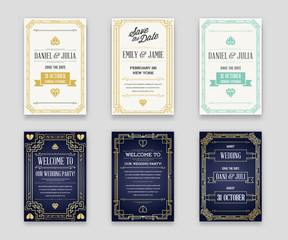 Set of Great Quality Style Invitation in Art Deco or Nouveau Epo