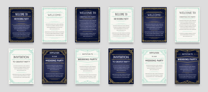 Set of Great Quality Style Invitation in Art Deco or Nouveau Epo
